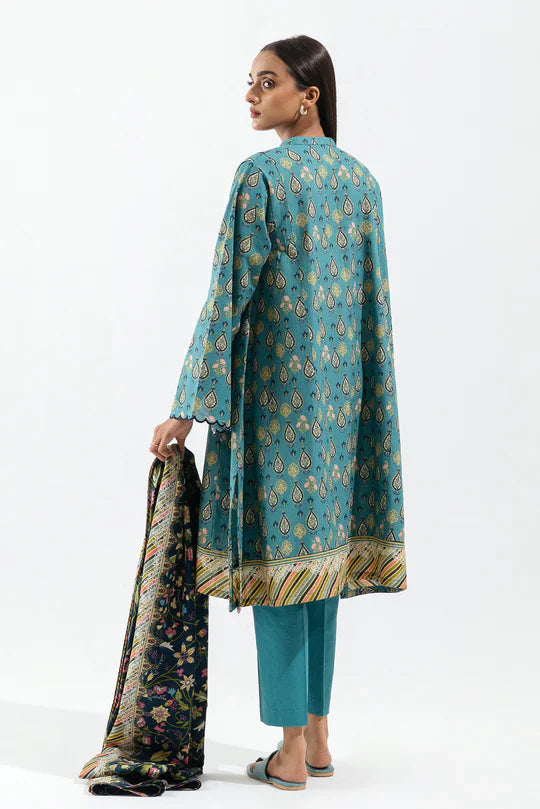 Unstitched Winter  23 - Cerulean Glow-Printed-2P-Khaddar For Sale