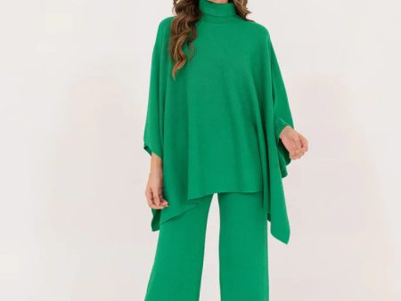 Autumn Winter  23 - Lily Knitted Cape Green Separates Online now