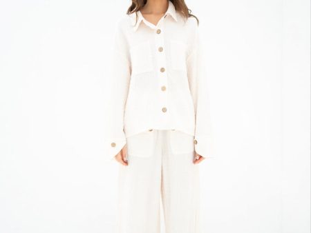 Spring Summer  23 - Kiara Off-White Cheese Cloth Co Ord Set For Discount