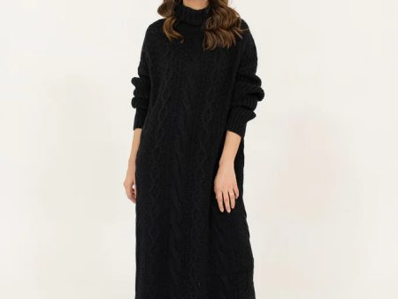 Autumn Winter  23 - Rosy Cable Knit Black Dress Supply