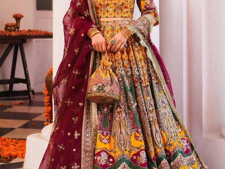 Ronaq 23 - Yellow And Emerald Green Mehndi Lehnga Choli (D-08) For Cheap