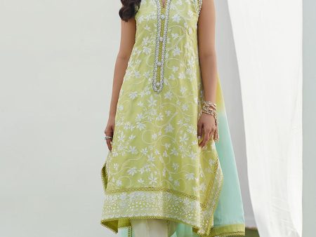 Luxe Pret  23 - Pear Embroidered Silk Shirt And Dupatta Sale