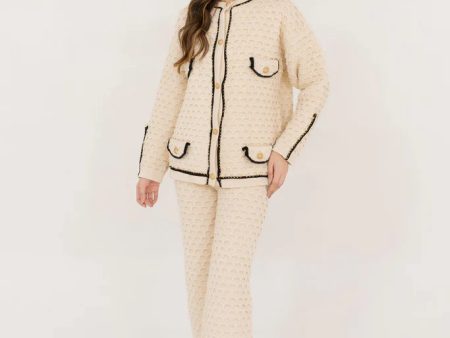 Autumn Winter  23 - Inaya Cream Textured Knit Set Online Hot Sale