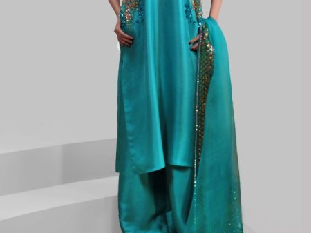 Luxe Edit  24 - Veredian Green Embellished Raw Silk Set Sale