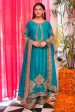 Ronaq 23 - Classic Turquoise And Gold Long Kameez Set (D-06) Hot on Sale