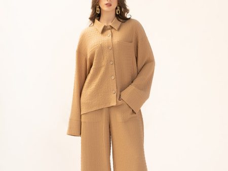 Spring Summer  23 - Kiara Beige Cheese Cloth Co Ord Set Supply