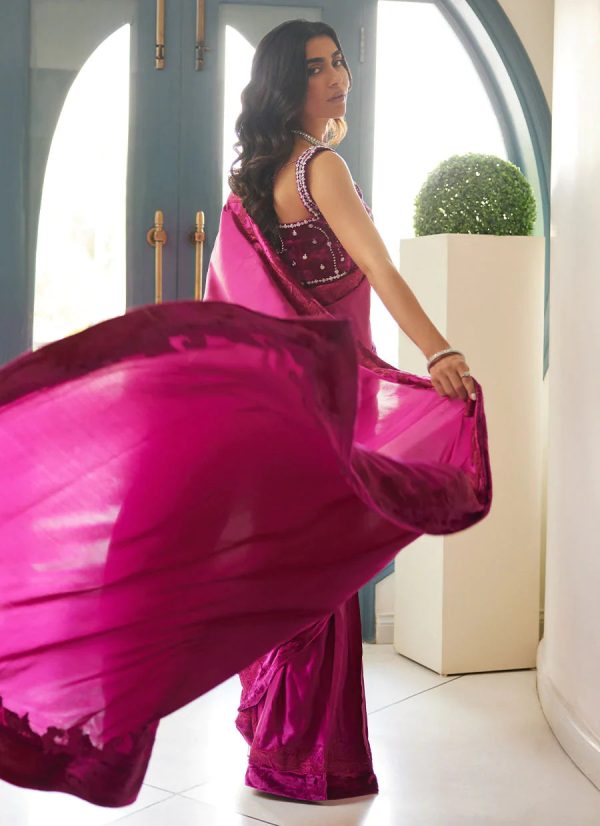 Velvet Revolt 23 - Zermine Magenta Saree Online now