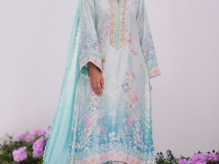 Zaza Prints  24 - Cyan Ombre Shirt And Dupatta Hot on Sale