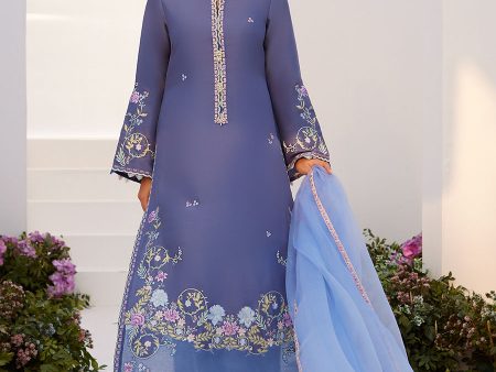 Zaza  24 - Alo Blue Embroidered Shirt And Dupatta Hot on Sale