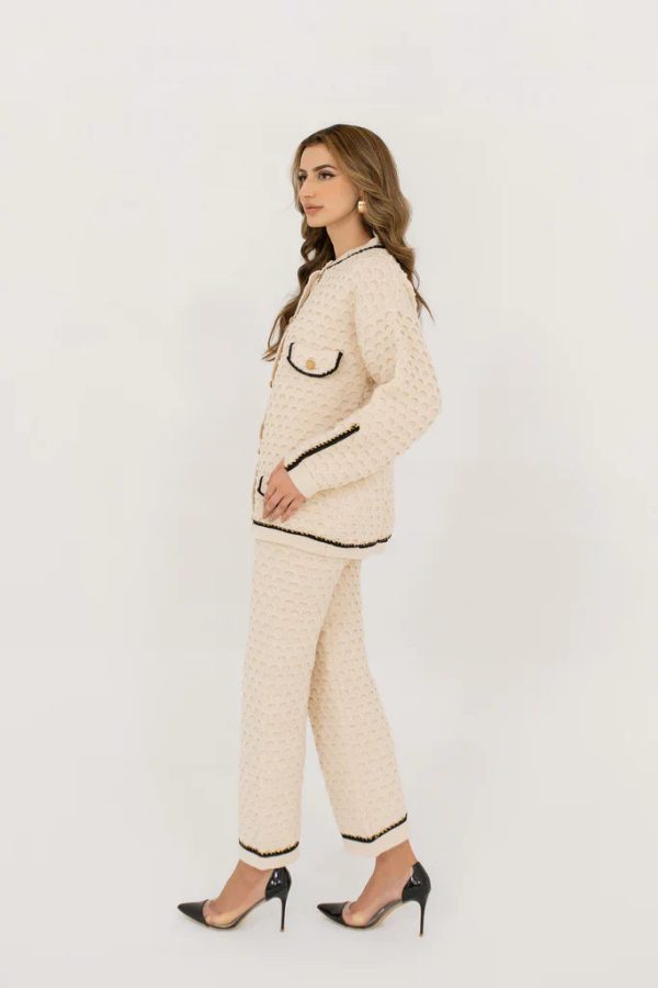 Autumn Winter  23 - Inaya Cream Textured Knit Set Online Hot Sale