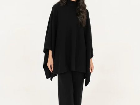 Autumn Winter  23 - Lily Knitted Cape Black Separates on Sale