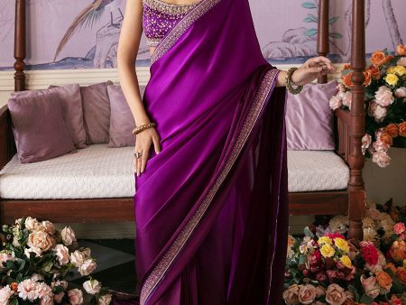 Mayna Festive Luxe Pret 23 - Aigul Aubergine Saree For Discount