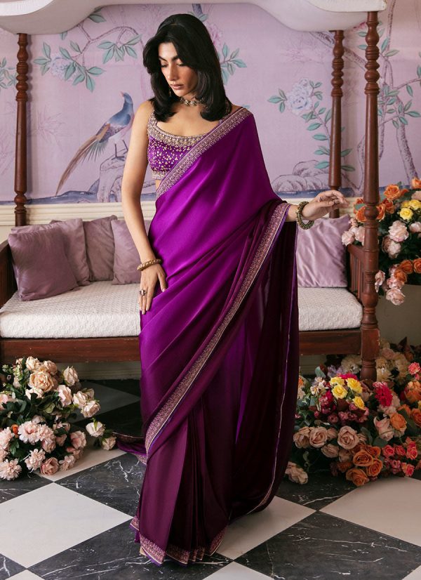 Mayna Festive Luxe Pret 23 - Aigul Aubergine Saree For Discount