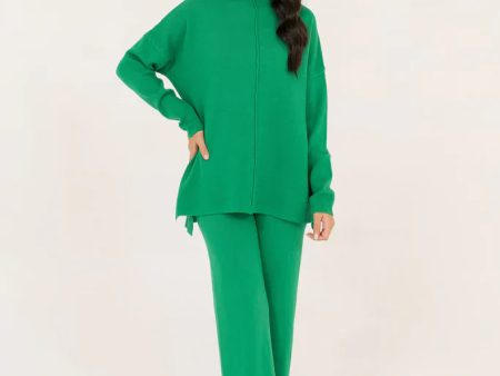 Autumn Winter  23 - Scarlett Two Piece Knit Set Green Hot on Sale