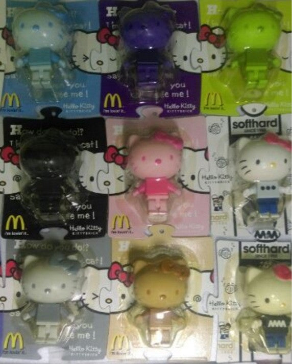 Mcdonalds 2006 Hello Kitty Kittybrick Hong Kong Limited 18 Trading Figure Set w  Bag Supply