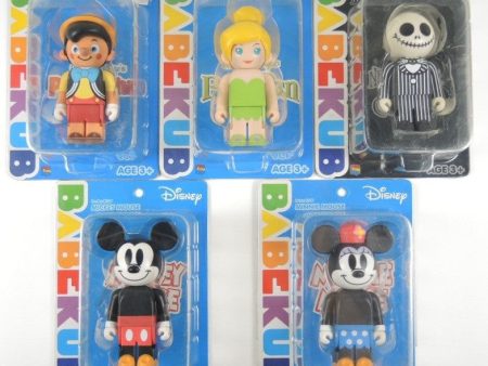 Medicom Toy Babekub 100% Disney Tinker Bell Pinocchio Jack Mickey Minnie Mouse 5 Figure Set Online Hot Sale