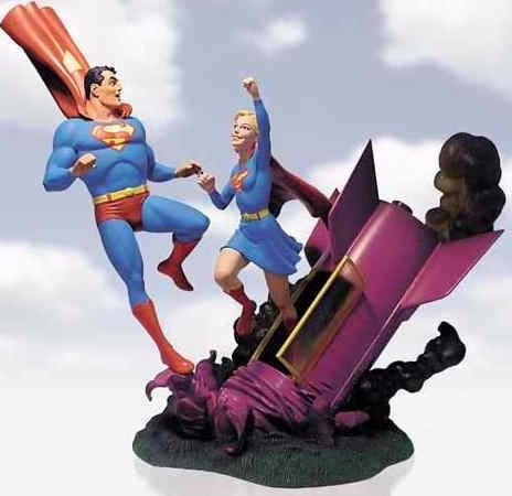 DC Direct Superman &  Supergirl Limited Edition Hand Painted Cold Cast Porcelain Statue Figure Online now