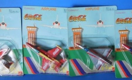 Coca Cola Airplane 4 Collection Figure Set For Sale